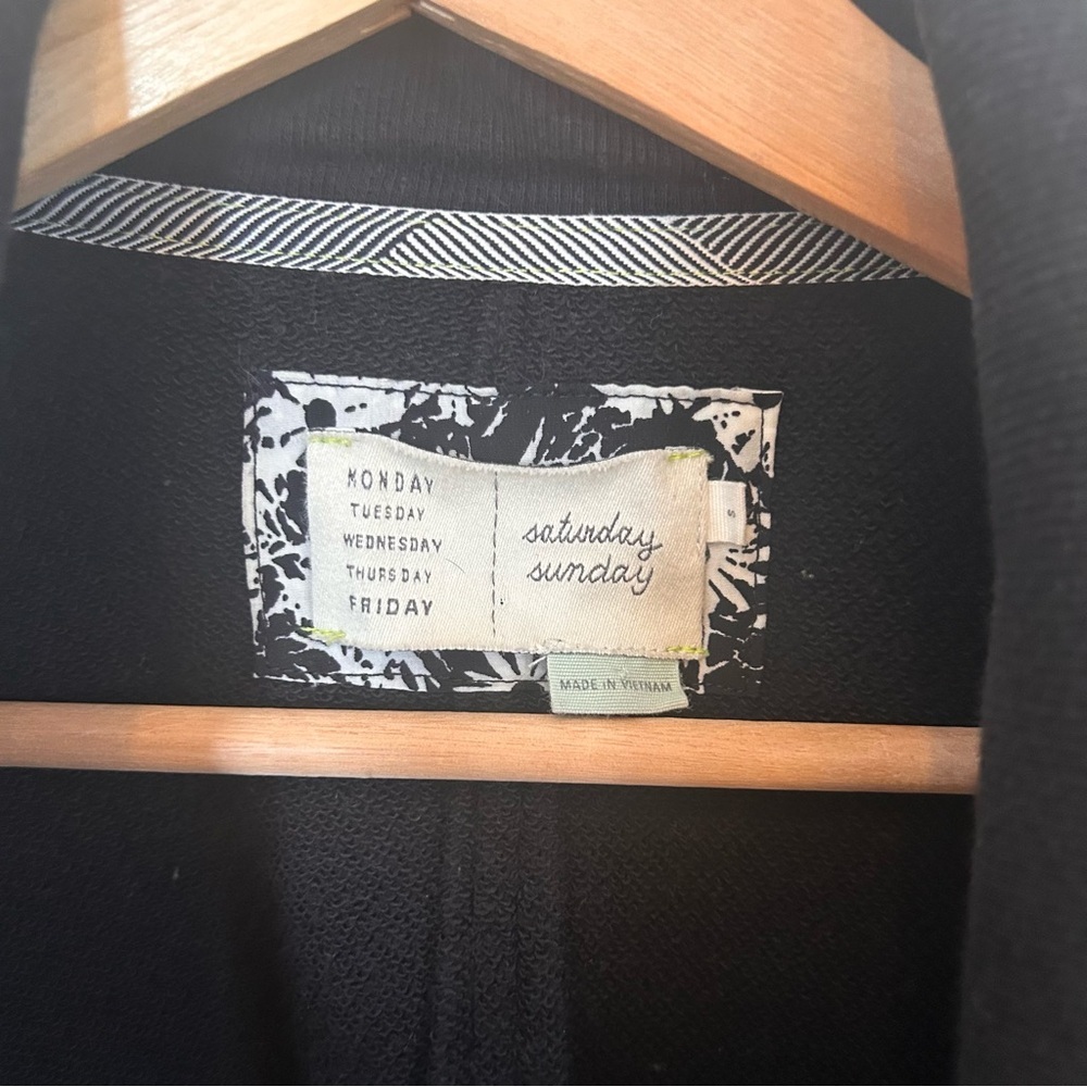 Black Anthropologie Saturday Sunday Convertible Hooded Open‎ Cardigan Size Small - Picture 2 of 8